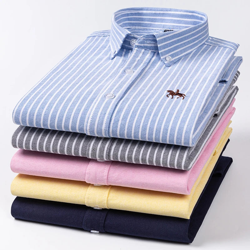 Men’s Long Sleeve Oxford Shirt – Casual Business Dress Shirt | 100% Cotton, Regular Fit, Smart Casual Style – S to 6XL
