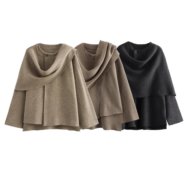 Plush Winter Coat – Asymmetric Scarf