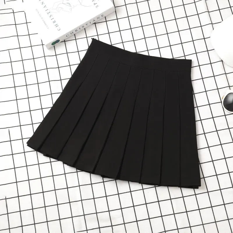 Ladies 2022 Summer Clothes-Women's High Waist-Black Mini Pleated Skirt For School Girl Uniform