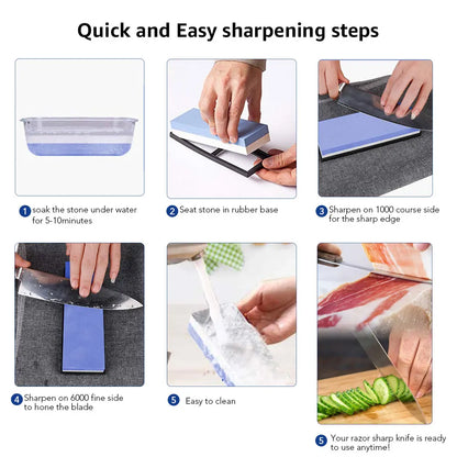 Professional Wet Stone Sharpening Kit – Multi-Grit Sharpening for Knives & Tools