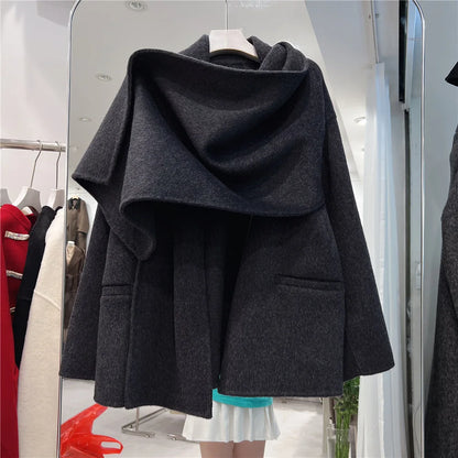 Elegant Fashion Scarf Double-Faced Cashmere Coat