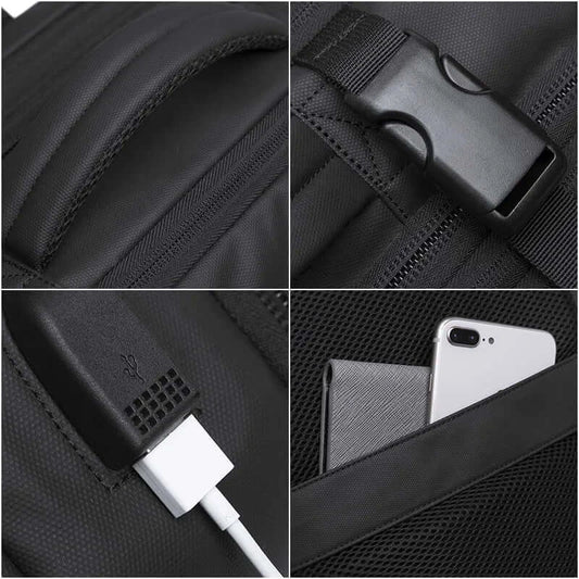 Men’s Business Laptop Backpack – 17.3” Expandable Waterproof Oxford Travel Bag with USB Charging Port – School & Work StarLuxeTrend