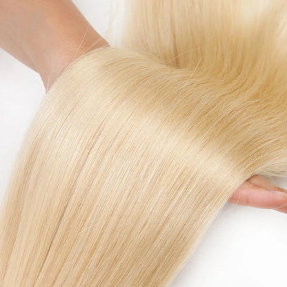 100% Human Hair Extensions Blonde ~613 Straight Hair Bulk For Braiding ~No Weft