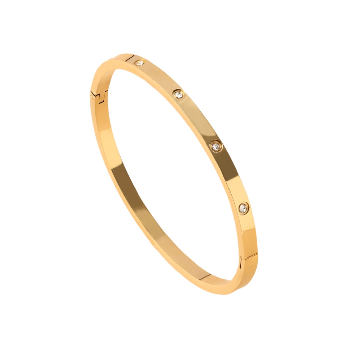 18K Platinum Plated Stainless Steel Diamond Oval Bangle Set
