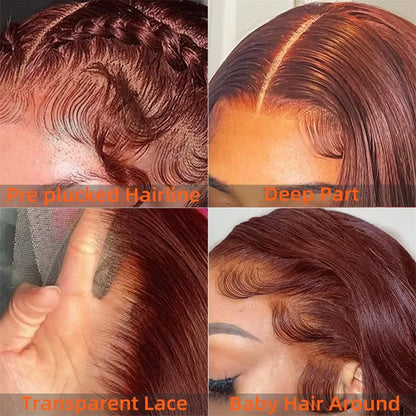 Pre-Plucked Reddish Brown Human Hair Lace Front Wig