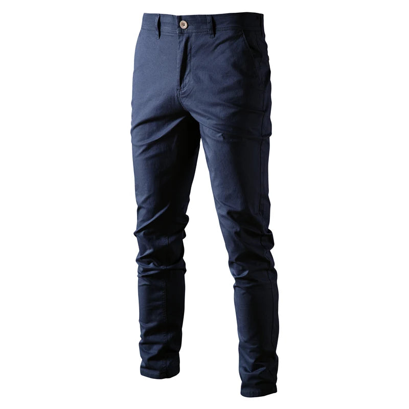 Casual Men's Cotton Trousers – Slim Fit, Solid Color-Business Pants for Spring - StarLuxeTrend