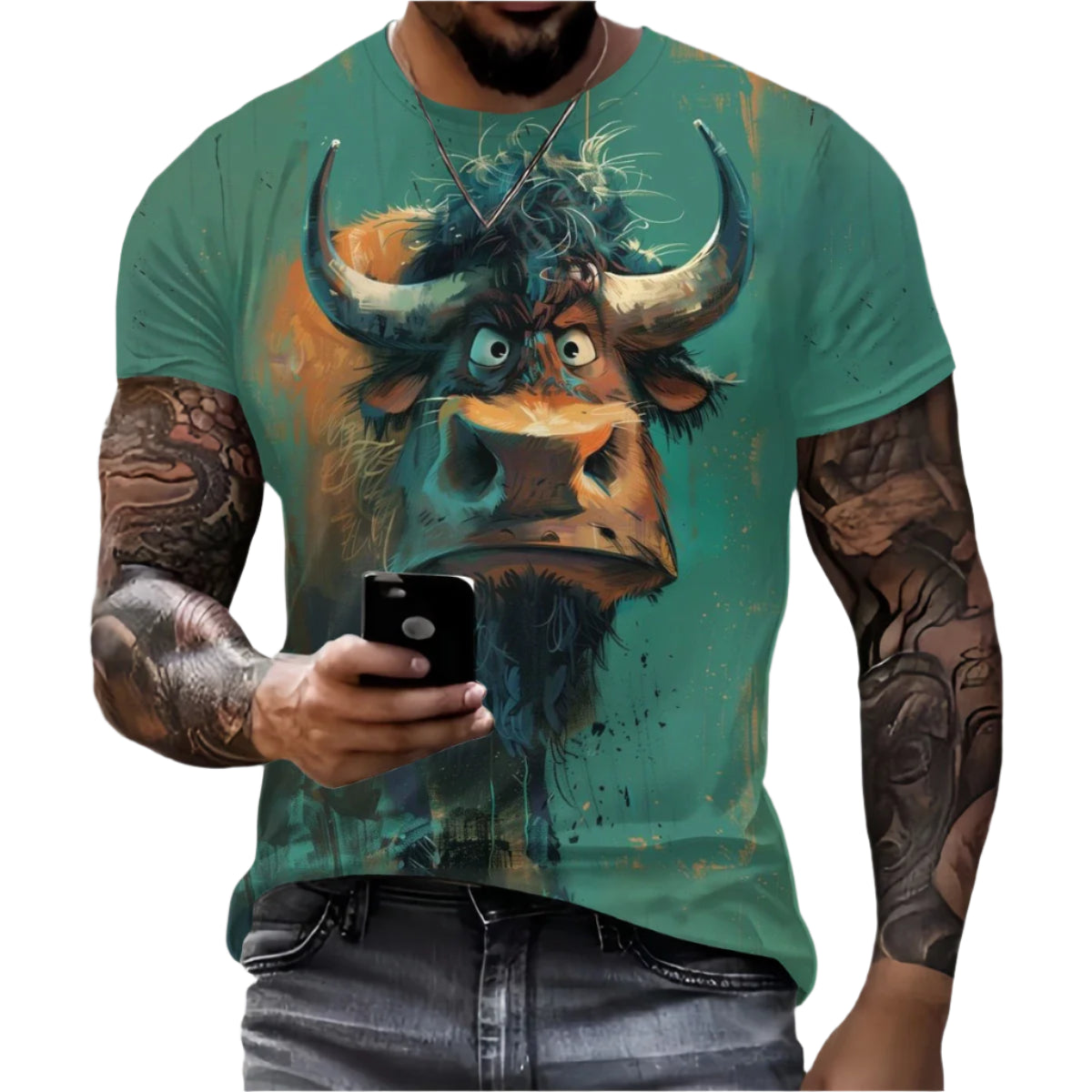 Men’s Retro Horse Print T-Shirt – 3D Graphic Short Sleeve Casual Streetwear - Quick-Dry Summer Tee