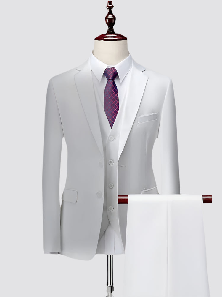 Men’s 3-Piece Slim Fit Formal Suit – Wedding Groom Tuxedo with Jacket, Vest & Pants – Business Dress Suit for Office & Events