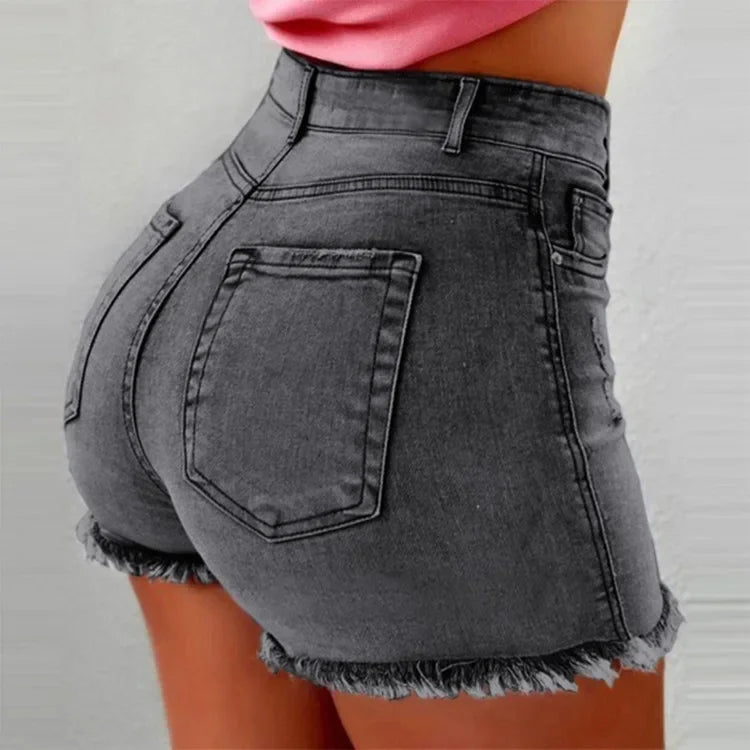 Women's High-Waist Distressed Denim Shorts