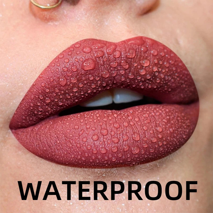 Matte Velvet Liquid Lipstick – 19 Waterproof Colors | Long-Lasting Nude, Red, Black Lip Gloss & Tint