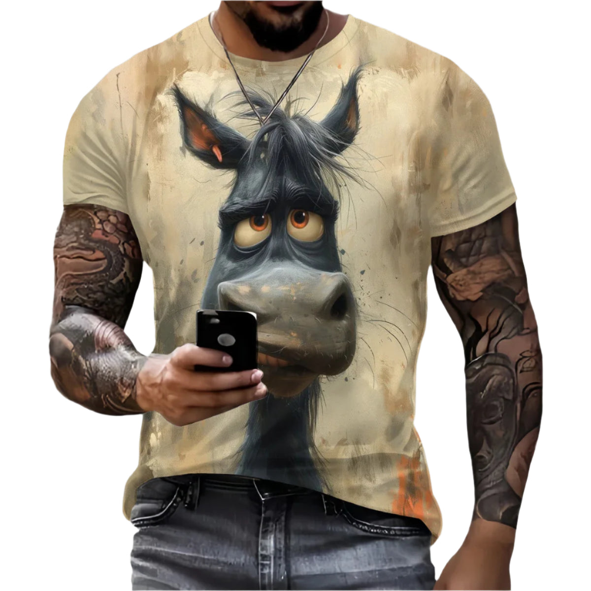 Men’s Retro Horse Print T-Shirt – 3D Graphic Short Sleeve Casual Streetwear - Quick-Dry Summer Tee