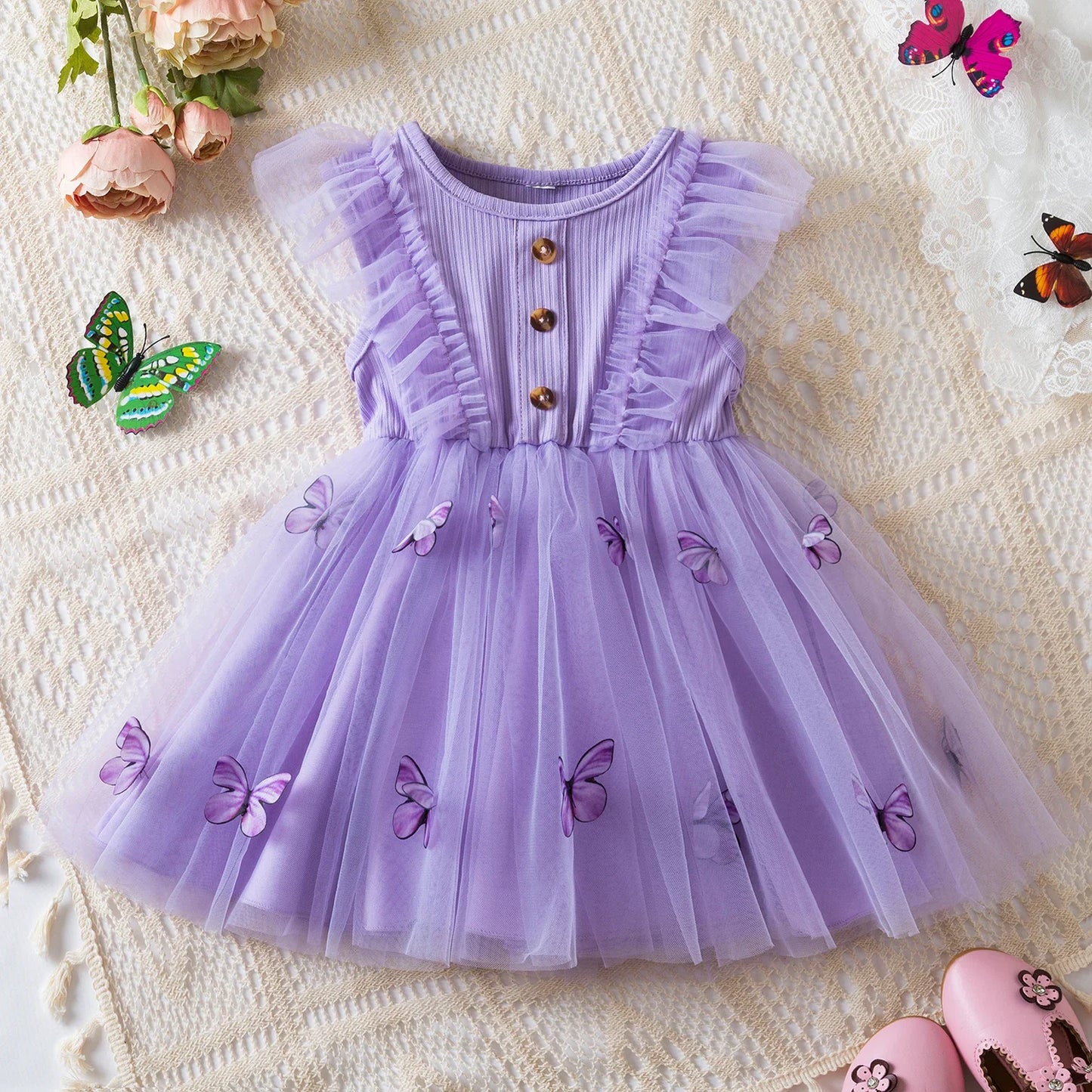 Elegant Baby Girl Tulle Lace Dress – 1st Birthday, Baptism, Wedding & Party Gown