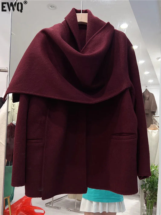 Elegant Fashion Scarf Double-Faced Cashmere Coat