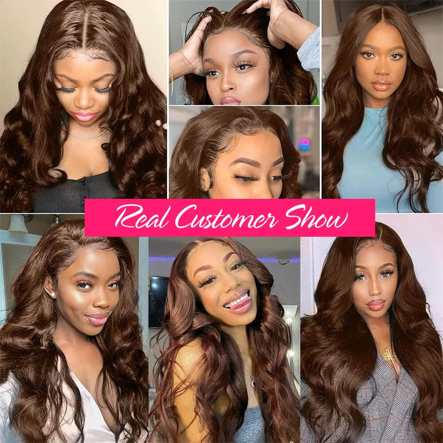 Glueless Chocolate Brown Lace Front Wig – 13x4 & 13x6 HD Lace Frontal Human Hair Wig - StarLuxeTrend