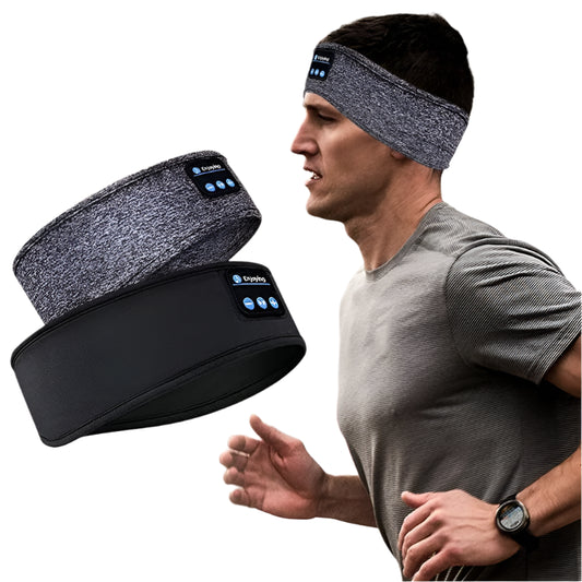 Bluetooth Headband Headphones – Wireless Sports Sleep Eye Mask with Built-In Bluetooth 5.0 Earphones, Rechargeable & Washable, Over-Ear Music Headset for Running,