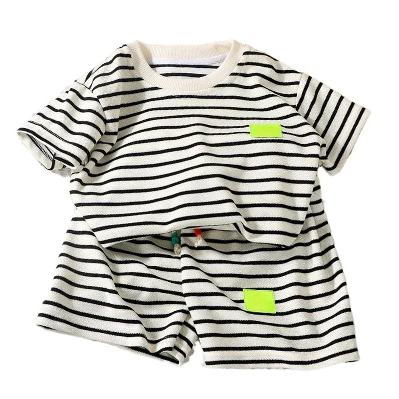 Unisex Striped Summer Outfit Set for Kids (Ages 2–7) – Soft Pullover Top & Shorts StarLuxeTrend