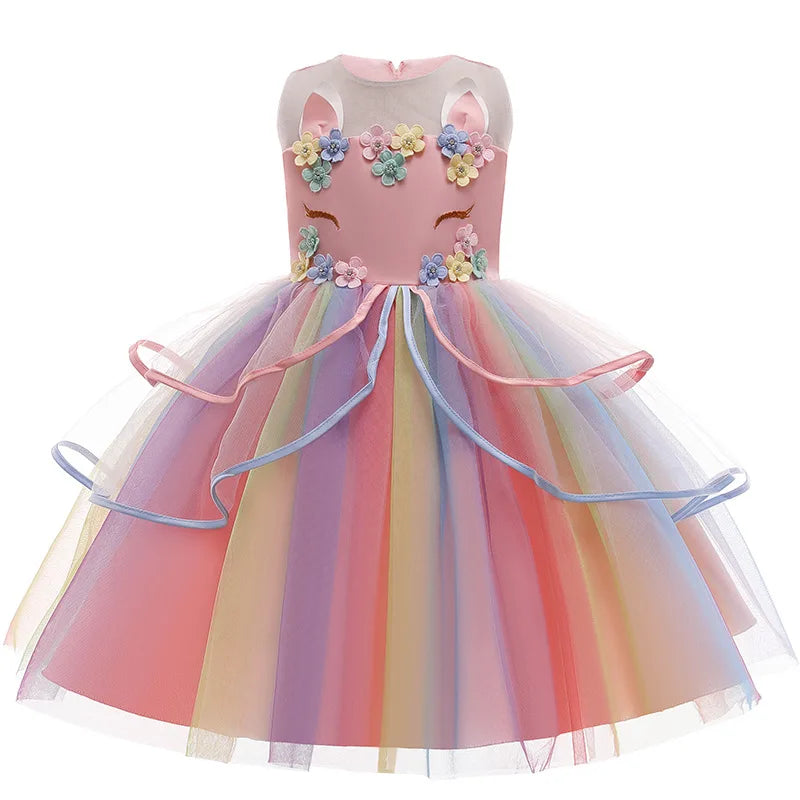 Unicorn Pastel Rainbow Princess Dress - StarLuxeTrend