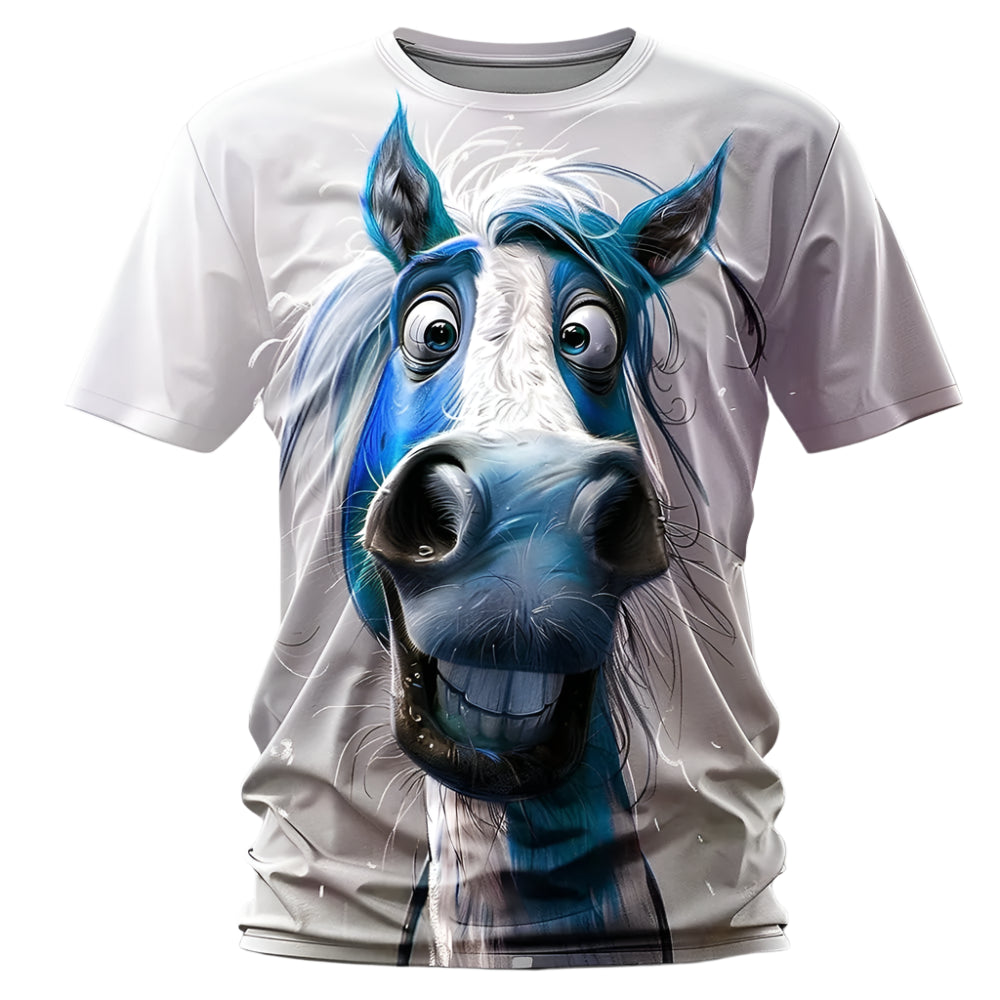 Men’s Retro Horse Print T-Shirt – 3D Graphic Short Sleeve Casual Streetwear - Quick-Dry Summer Tee