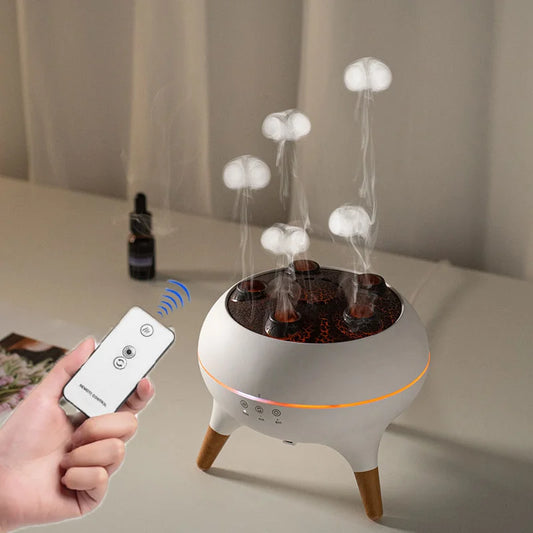 Dynamic Jellyfish Rain Cloud Humidifier with Remote – 250ml Aromatherapy Diffuser