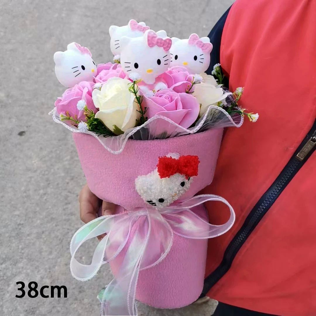 Hello Kitty Cartoon Plush Rose Soap Flowers - StarLuxeTrend
