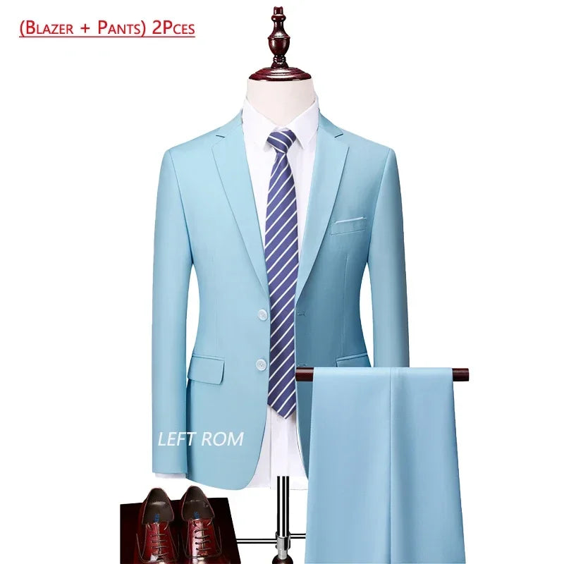 Men’s 3-Piece Slim Fit Formal Suit – Wedding Groom Tuxedo with Jacket, Vest & Pants – Business Dress Suit for Office & Events