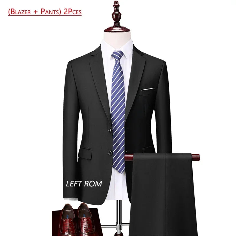 Men’s 3-Piece Slim Fit Formal Suit – Wedding Groom Tuxedo with Jacket, Vest & Pants – Business Dress Suit for Office & Events