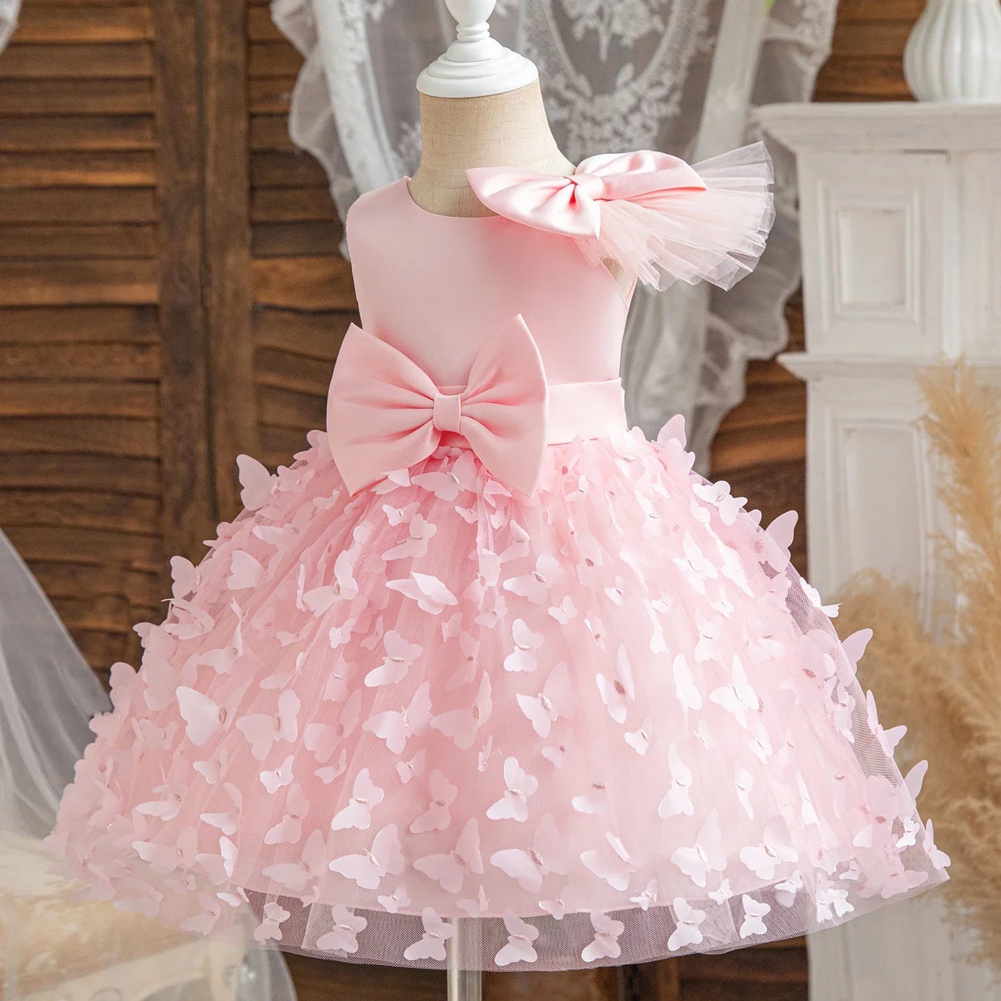 Elegant Baby Girl Tulle Lace Dress – 1st Birthday, Baptism, Wedding & Party Gown