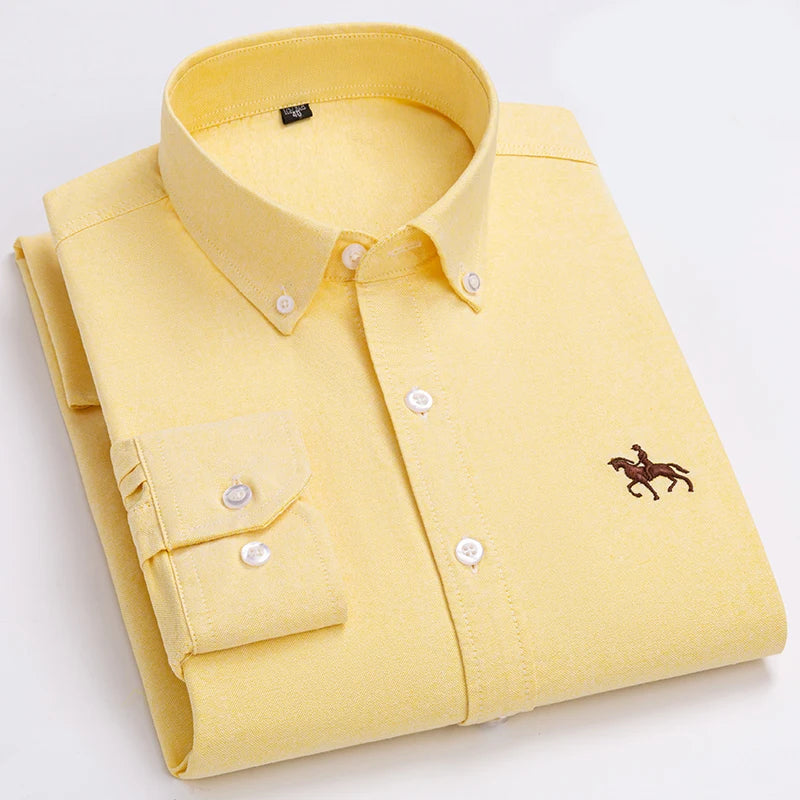 Men’s Long Sleeve Oxford Shirt – Casual Business Dress Shirt | 100% Cotton, Regular Fit, Smart Casual Style – S to 6XL