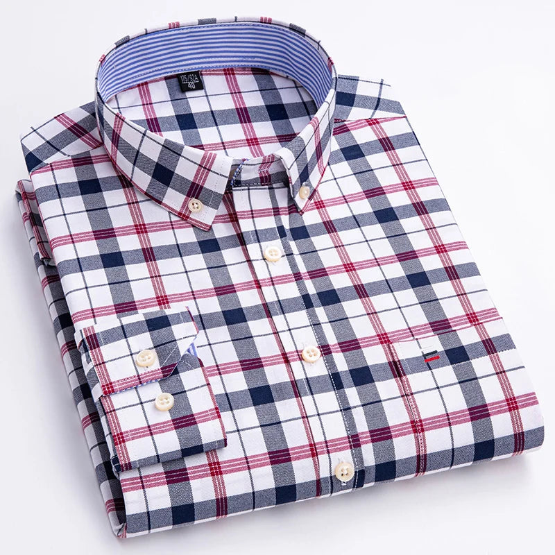 Men’s Long Sleeve Oxford Shirt – Casual Business Dress Shirt | 100% Cotton, Regular Fit, Smart Casual Style – S to 6XL