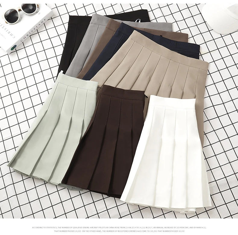 Ladies 2022 Summer Clothes-Women's High Waist-Black Mini Pleated Skirt For School Girl Uniform