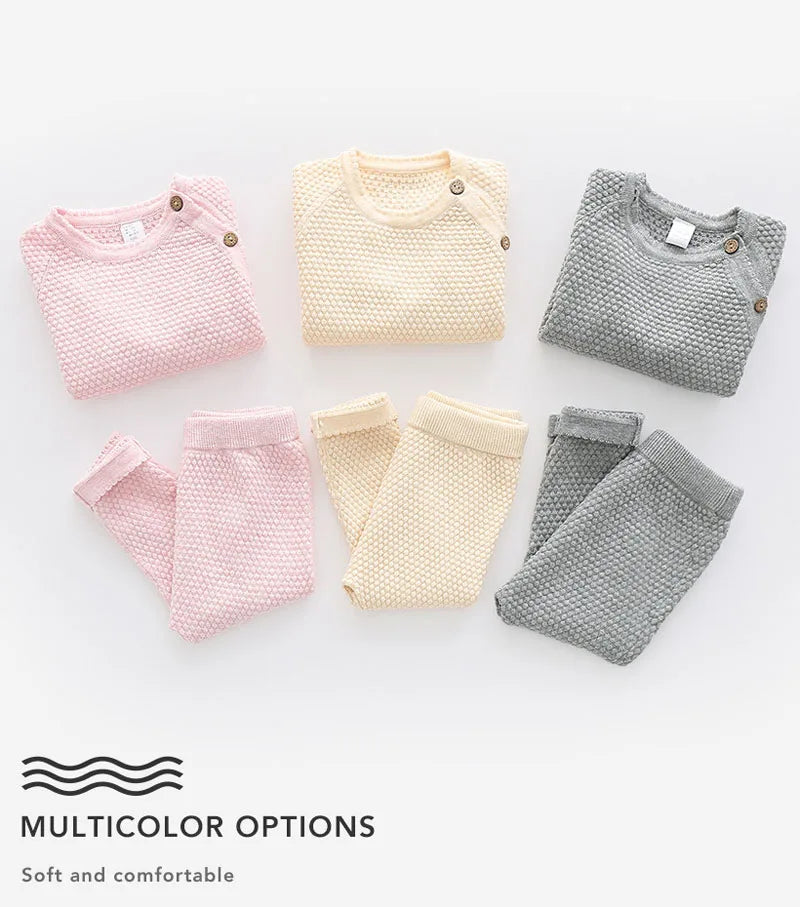 Unisex Baby Clothes Set – Cotton Knitted Pajamas for Toddlers | Casual Infant Outfit for Boys & Girls (Top & Pants)