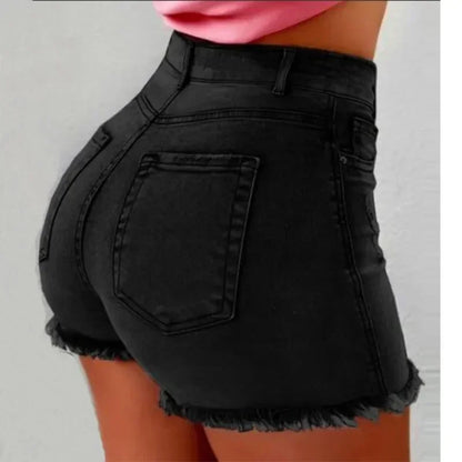 Women's High-Waist Distressed Denim Shorts