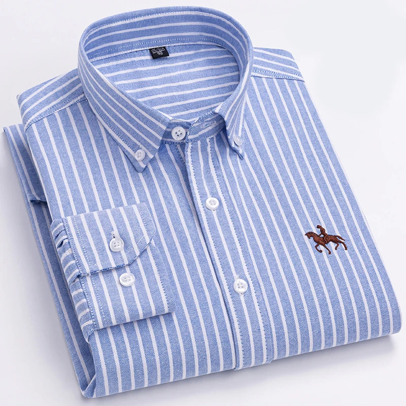 Men’s Long Sleeve Oxford Shirt – Casual Business Dress Shirt | 100% Cotton, Regular Fit, Smart Casual Style – S to 6XL
