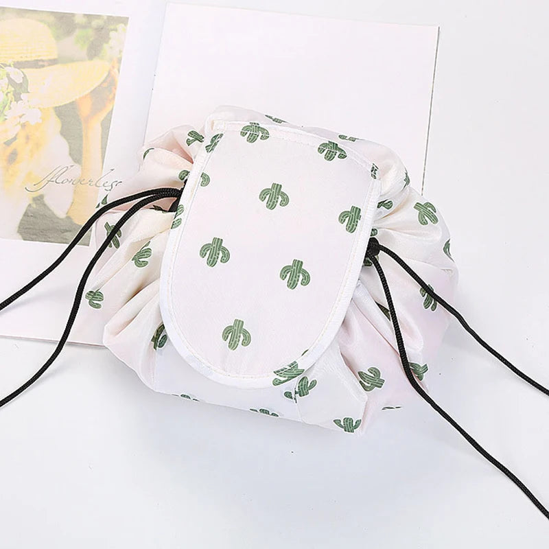 Waterproof Drawstring Makeup Bag – Portable Travel Cosmetic Organizer for Women