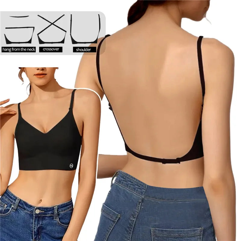2024 Invisible Push-Up Bra – Backless Seamless Plunge Bra for Women | Wedding, Low-Cut & Open Back Support