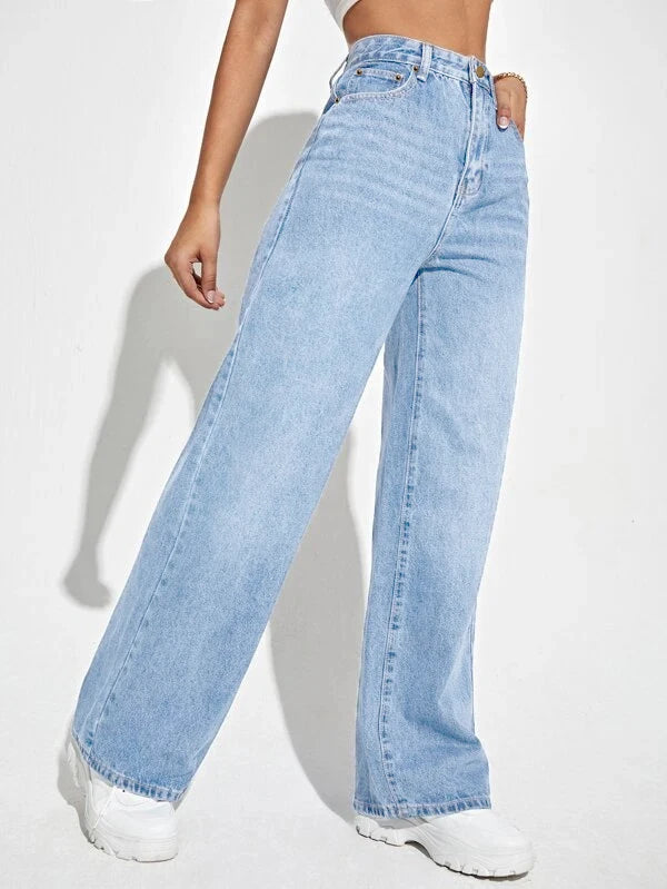 Loose Denim High Waist Wide Leg Pants