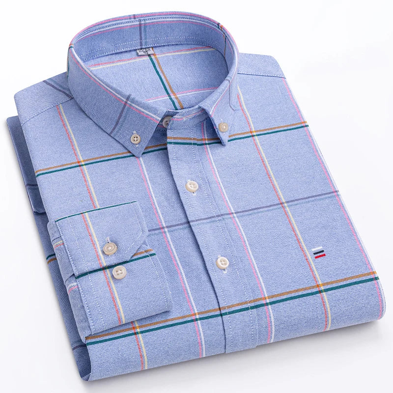 Men’s Long Sleeve Oxford Shirt – Casual Business Dress Shirt | 100% Cotton, Regular Fit, Smart Casual Style – S to 6XL