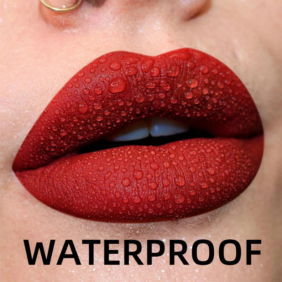 Matte Velvet Liquid Lipstick – 19 Waterproof Colors | Long-Lasting Nude, Red, Black Lip Gloss & Tint