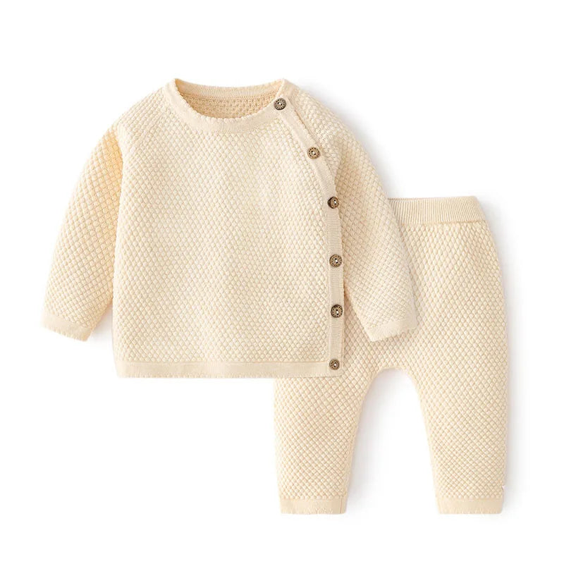 Unisex Baby Clothes Set – Cotton Knitted Pajamas for Toddlers | Casual Infant Outfit for Boys & Girls (Top & Pants)