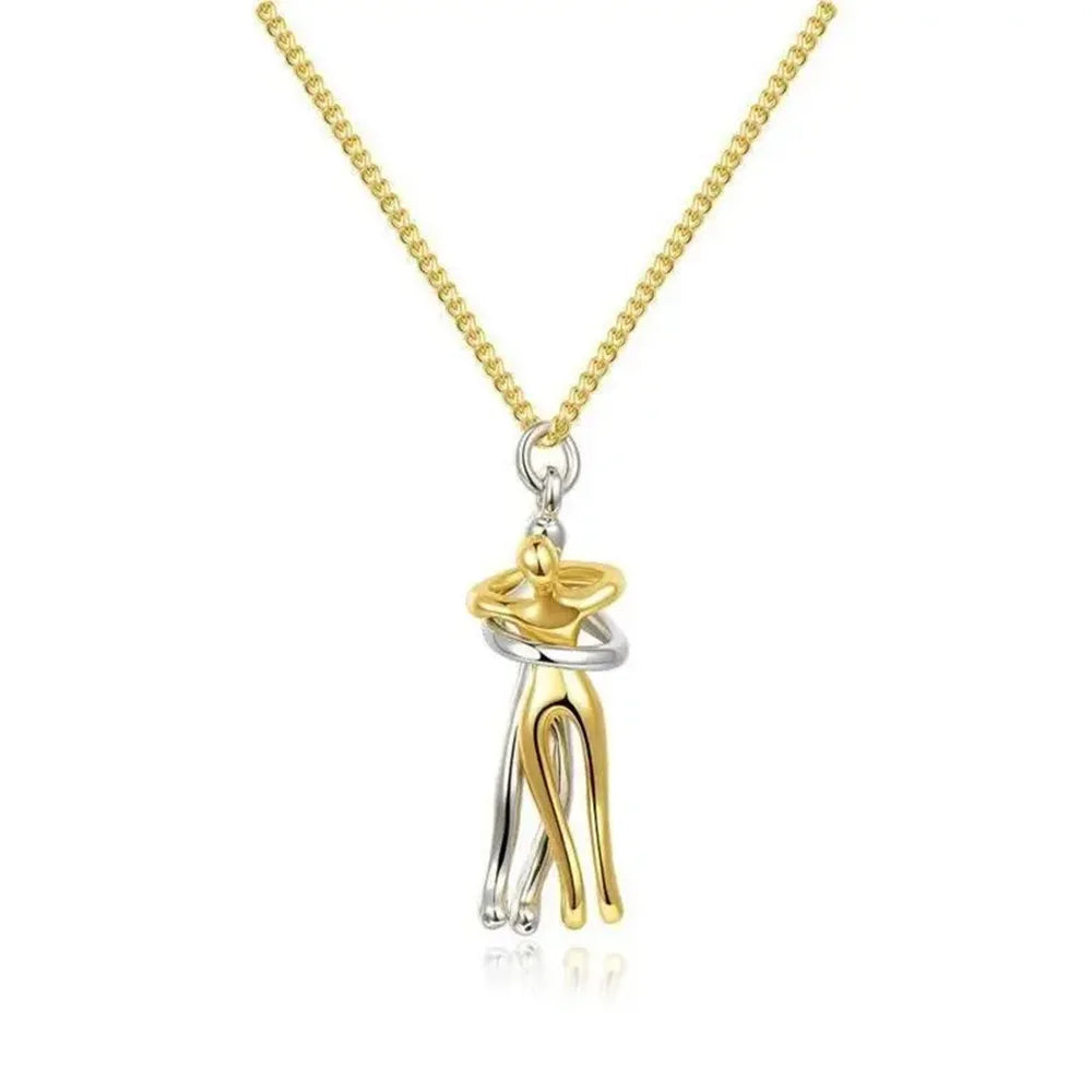 Chic Hug Pendant Necklace for Couples - Elegant Love Symbol