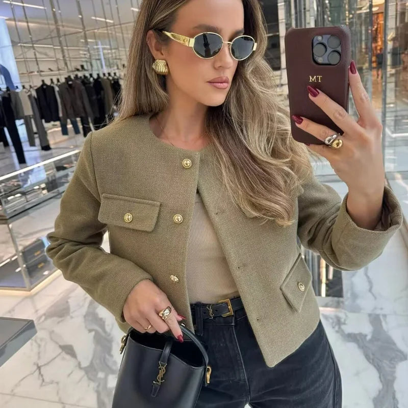 Women's Autumn Long Sleeve Cropped Jacket - StarLuxeTrend