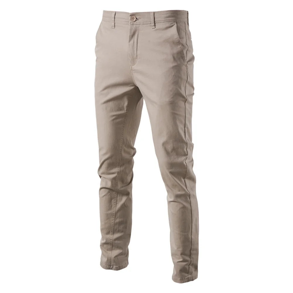Casual Men's Cotton Trousers – Slim Fit, Solid Color-Business Pants for Spring - StarLuxeTrend