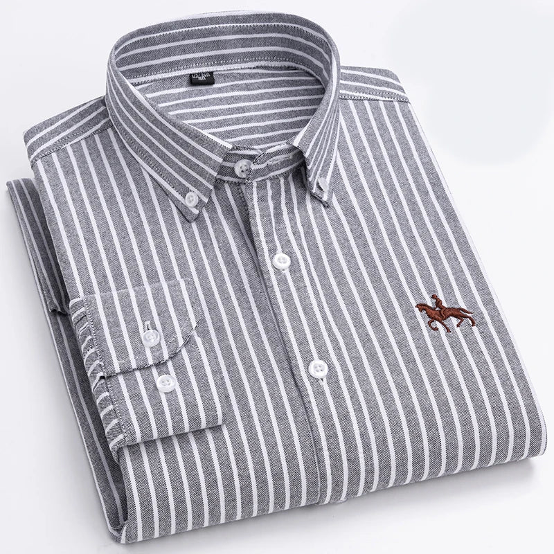 Men’s Long Sleeve Oxford Shirt – Casual Business Dress Shirt | 100% Cotton, Regular Fit, Smart Casual Style – S to 6XL
