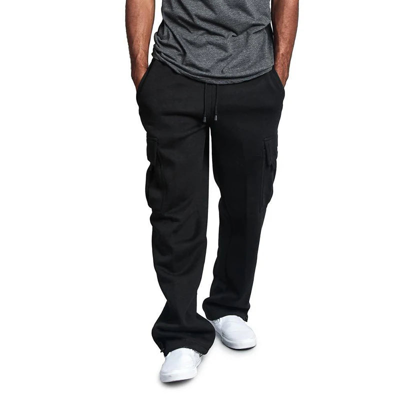 Men’s Straight Fit Joggers – Loose Oversized Sweatpants with Multi-Pockets & Drawstring - StarLuxeTrend