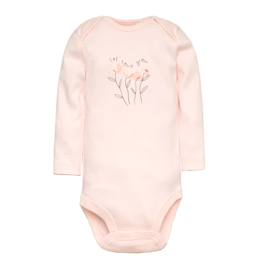 Soft Cotton Baby Bodysuits Set – 3 to 5 PCS Long Sleeve Infant Romper for Boys & Girls - Cute Cartoon Jumpsuit for All Seasons
