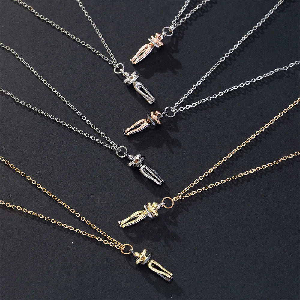 Chic Hug Pendant Necklace for Couples - Elegant Love Symbol