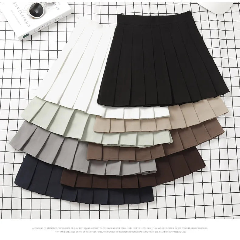 Ladies 2022 Summer Clothes-Women's High Waist-Black Mini Pleated Skirt For School Girl Uniform