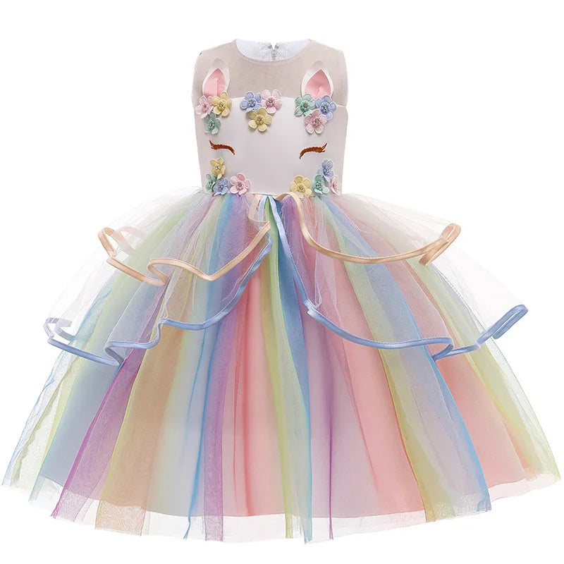 Unicorn Pastel Rainbow Princess Dress - StarLuxeTrend