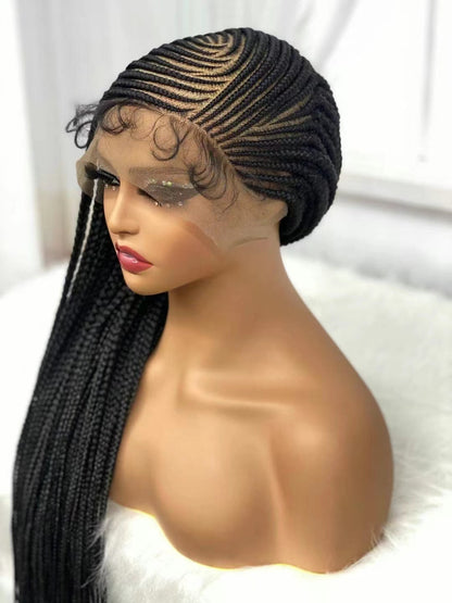 HD Lace Front Human Hair Cornrow Braided Wig For Women