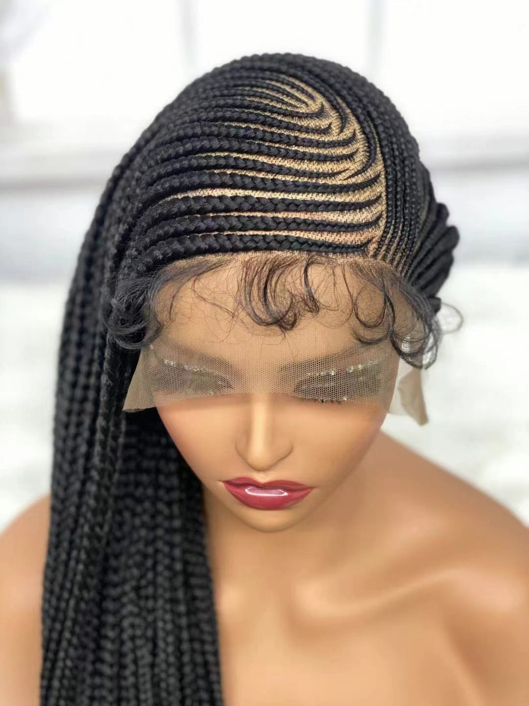 HD Lace Front Human Hair Cornrow Braided Wig For Women